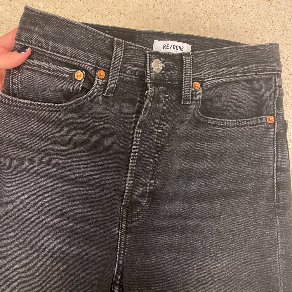 REDONE Denim Washed Black/Charcoal Slim Straight Leg Size 26